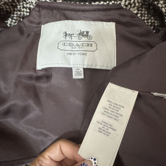 Coach Women's Brown Wool Tweed Double Breasted Button Front Coat Size S/P - Picture 7 of 8